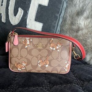 Coach Brown and Pink Cat Pattern Mini Bag